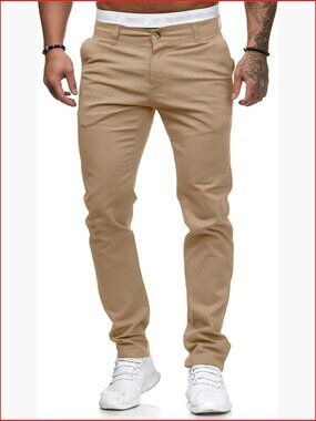 Men's Chinos Casual Dress Pants Slim Fit Skinny Stretch Flat-Front Lightweight